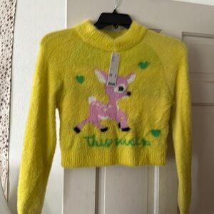 yellow urban outfitters cleo “this sucks” sweater L